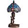 Dragonfly Sculpture 10"H Bronze Tiffany Accent Table Lamp