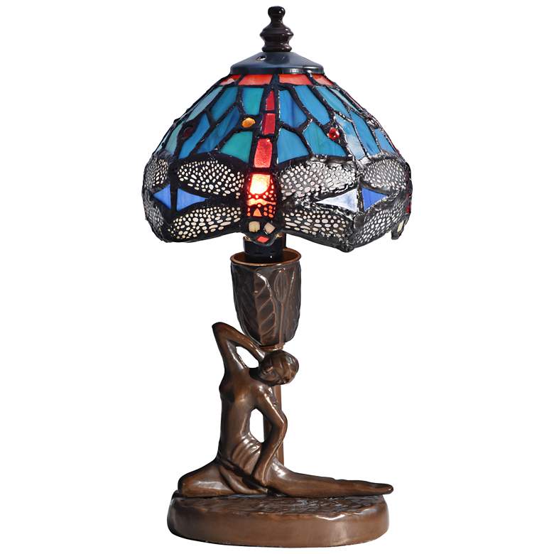 Image 1 Dragonfly Sculpture 10 inchH Bronze Tiffany Accent Table Lamp