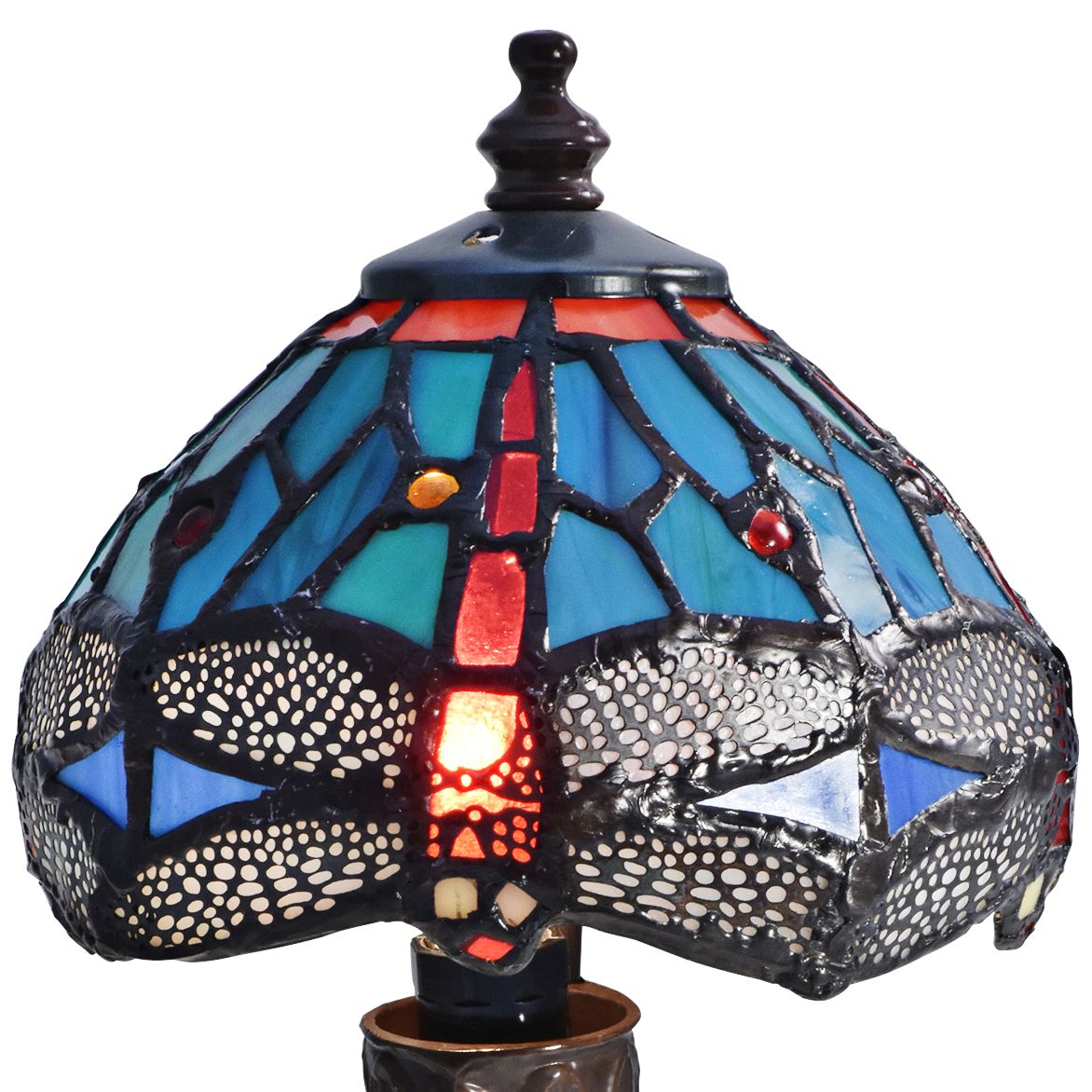 Image 3 Dragonfly Sculpture 10"H Bronze Tiffany Accent Table Lamp more views