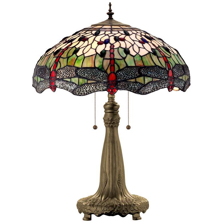 Image 1 Dragonfly Tiffany Art Glass Table Lamp