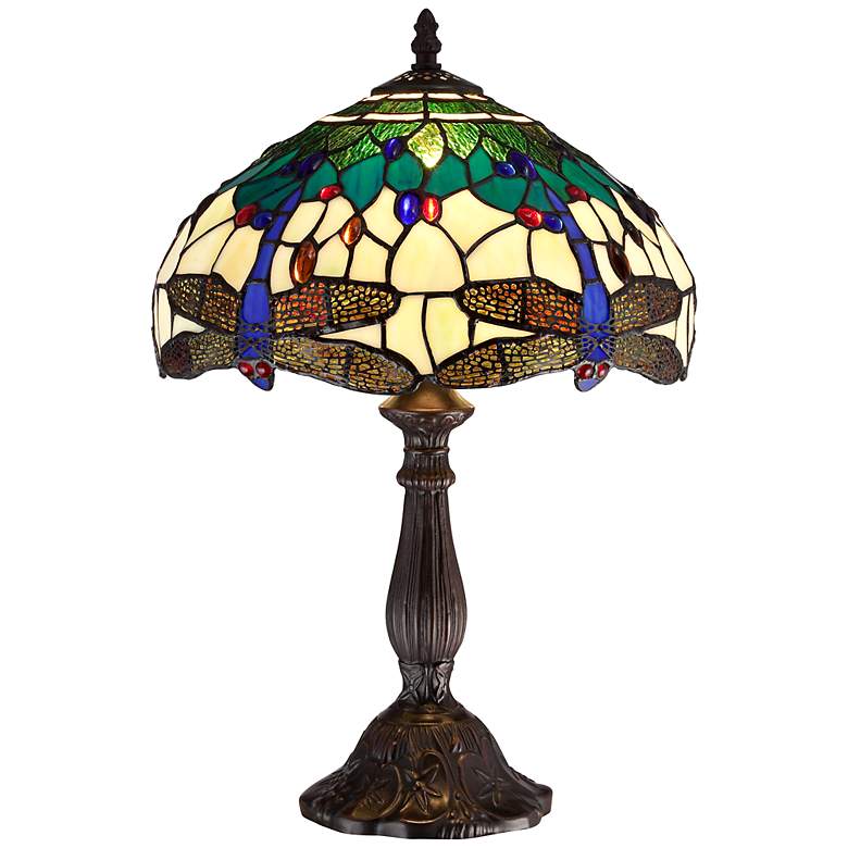 Dragonfly Tiffany-Style 18 inch High Accent Table Lamp