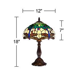 Image5 of Dragonfly Tiffany-Style 18" High Accent Table Lamp more views