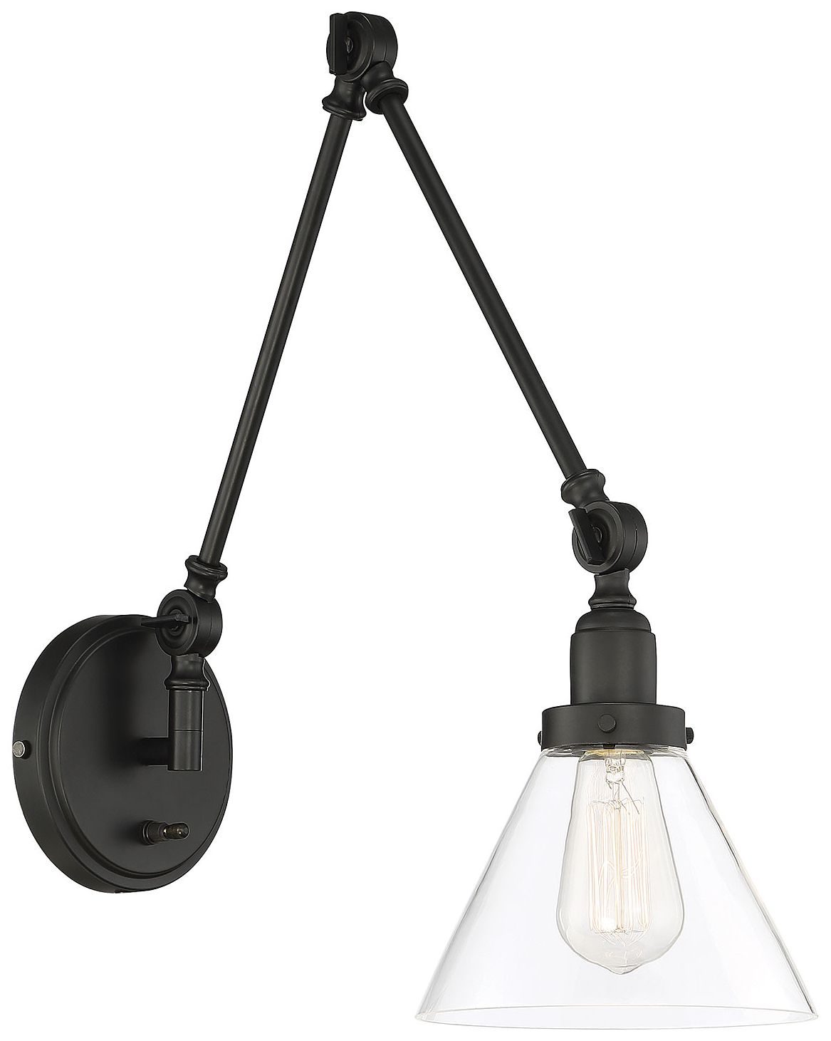 Image 2 Drake 1-Light Adjustable Wall Sconce in Matte Black more views