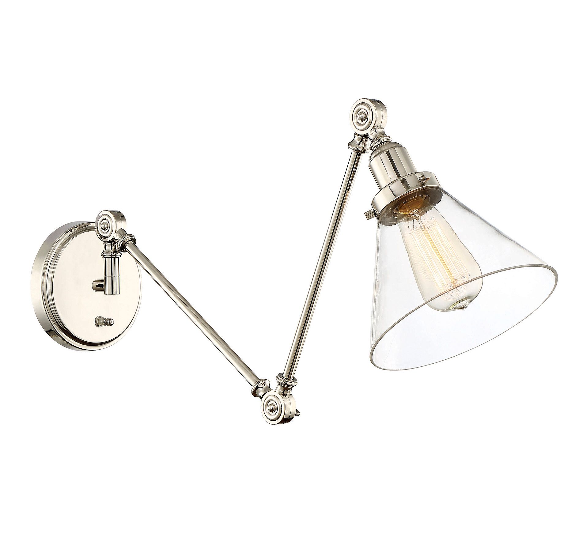 Image 2 Drake 1-Light Adjustable Wall Sconce in Polished Nickel more views