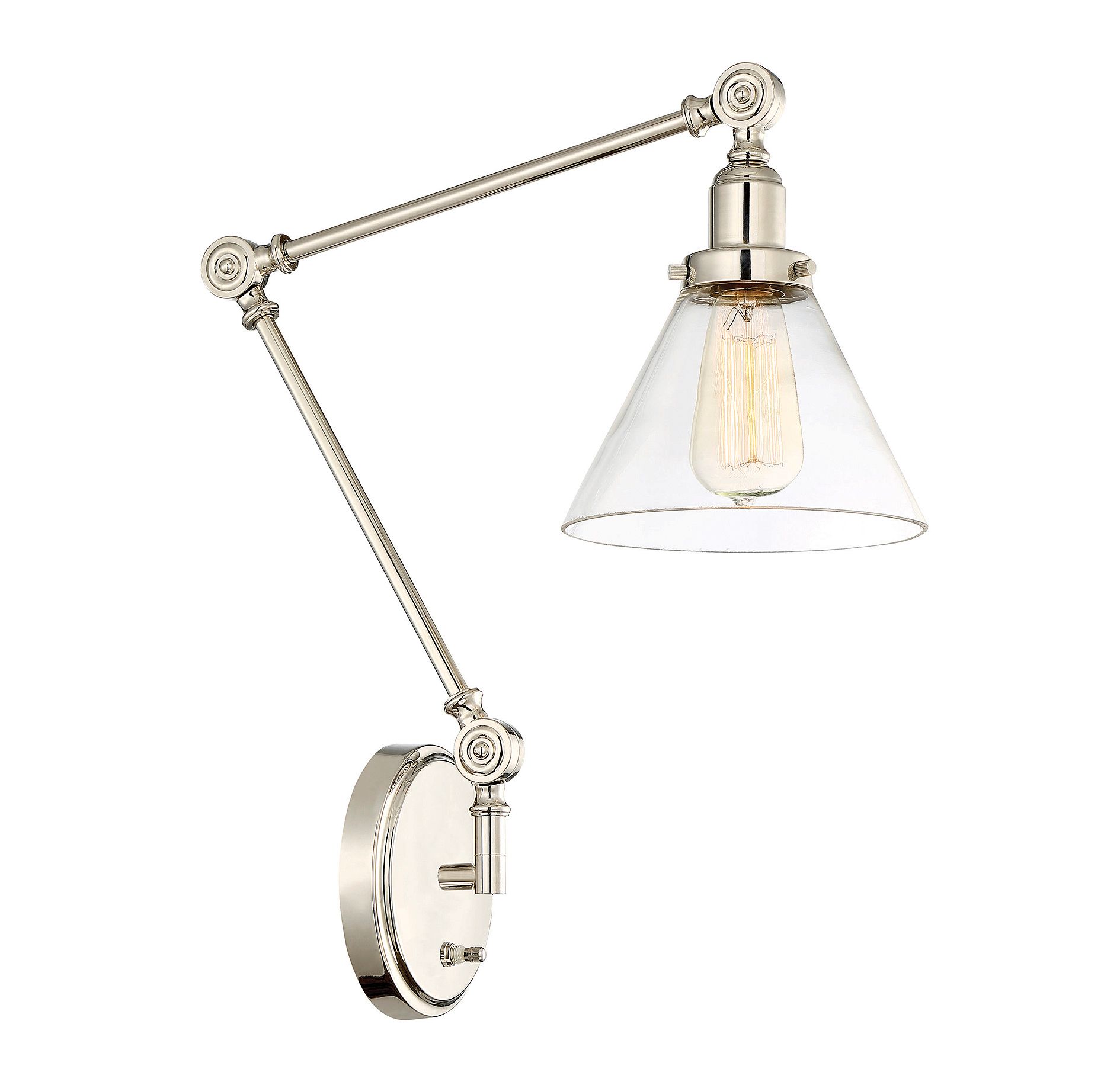 Image 3 Drake 1-Light Adjustable Wall Sconce in Polished Nickel more views