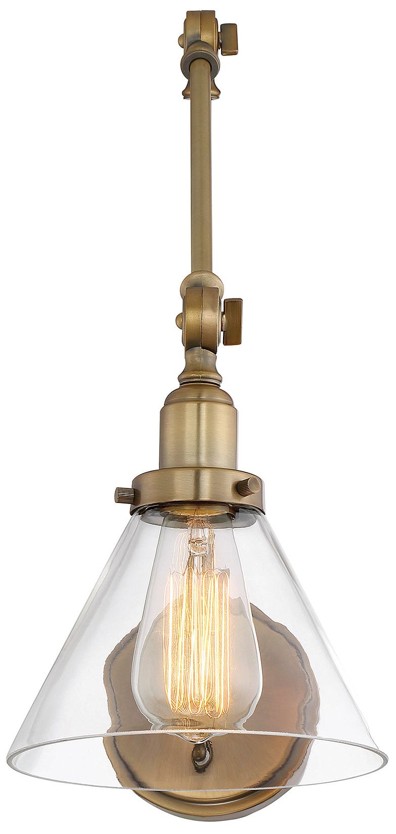 Image 3 Drake 1-Light Adjustable Wall Sconce in Warm Brass