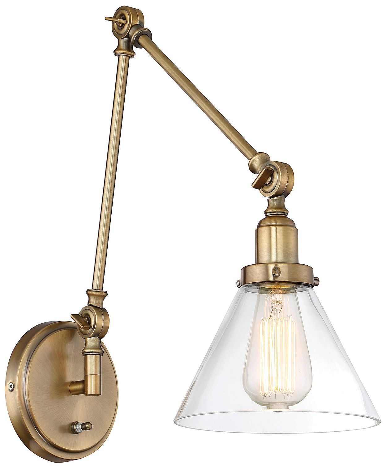 Image 5 Drake 1-Light Adjustable Wall Sconce in Warm Brass more views
