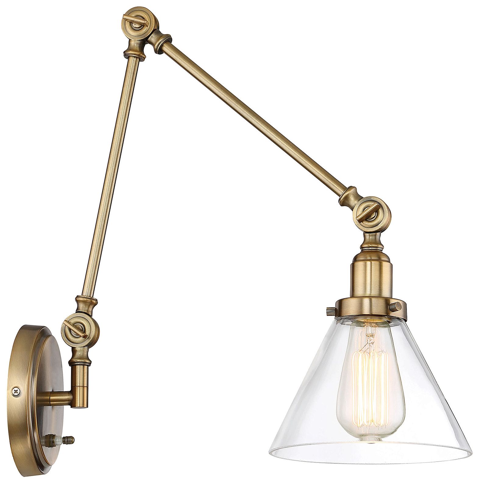 Image 6 Drake 1-Light Adjustable Wall Sconce in Warm Brass more views