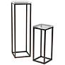 Drake 25" and 40" Bronze Lucite Pedestal Tables Set of 2 