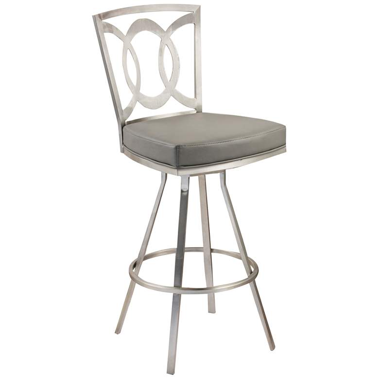 Image 1 Drake 26 inch Gray Faux Leather Swivel Counter Stool