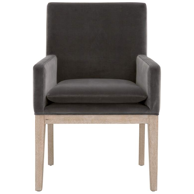 Image 1 Drake Arm Chair, Dark Dove Velvet, Natural Gray Oak