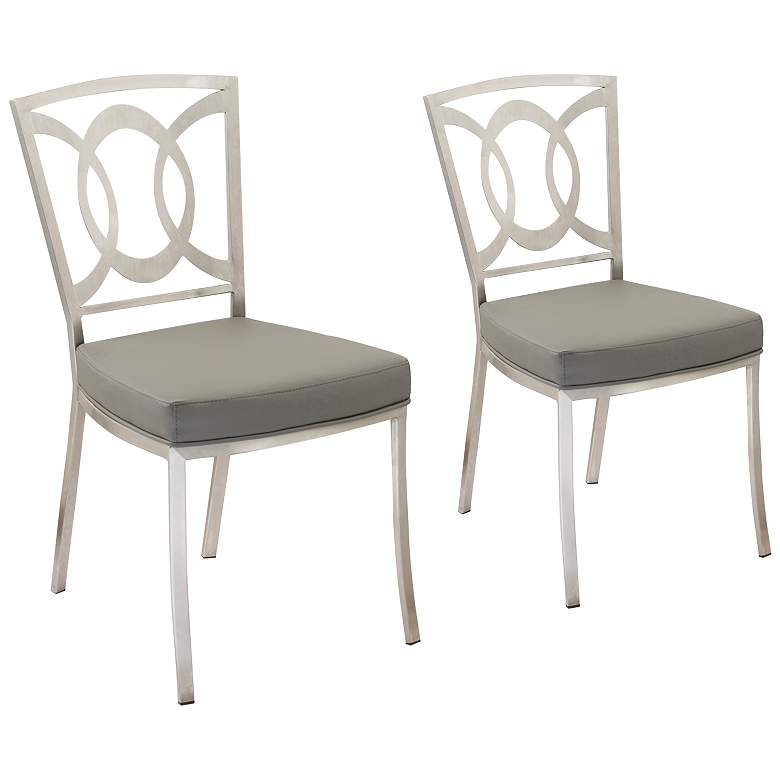 Image 1 Drake Gray Faux Leather Dining Chair Set of 2