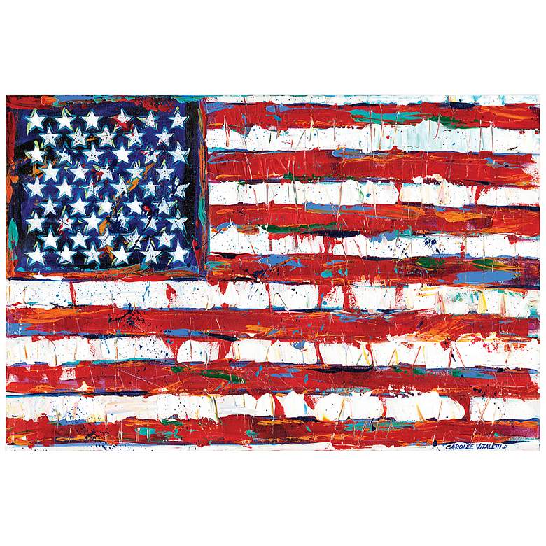 Image 3 Dramatic Stars and Stripes 48" Wide Tempered Glass Wall Art