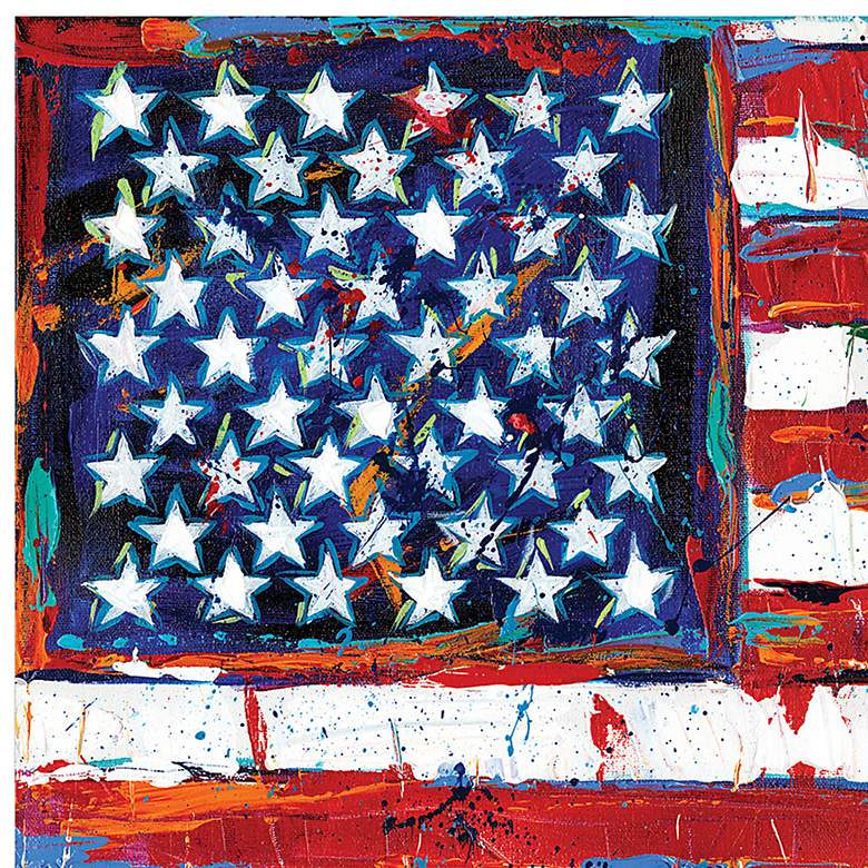 Image 4 Dramatic Stars and Stripes 48" Wide Tempered Glass Wall Art more views