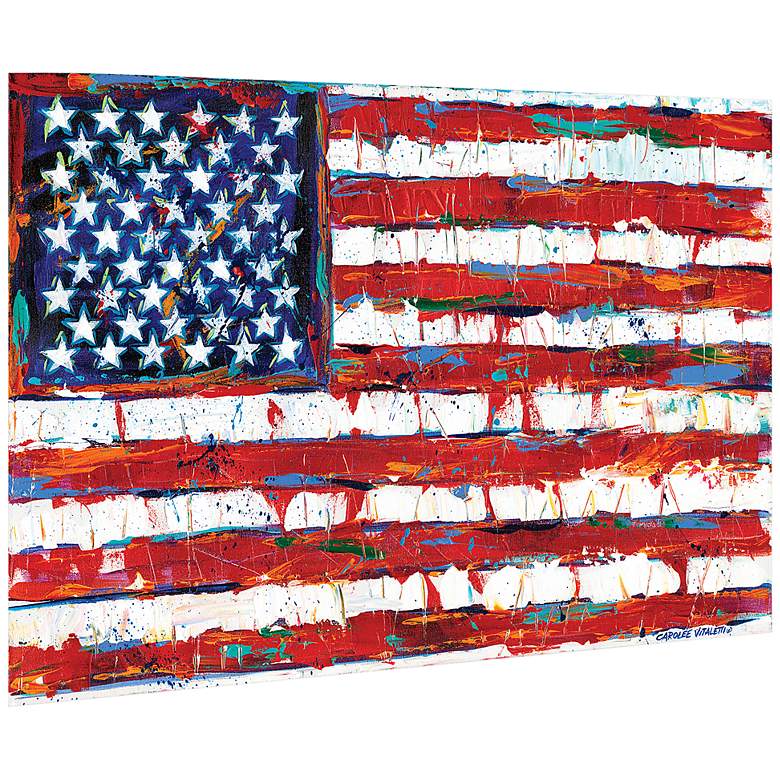 Image 5 Dramatic Stars and Stripes 48" Wide Tempered Glass Wall Art more views