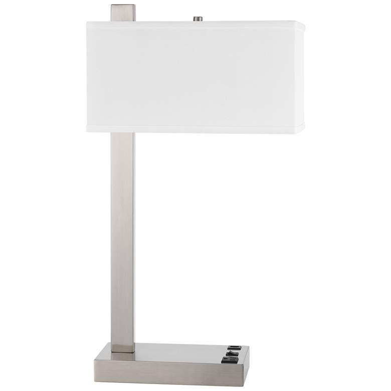 Drancy Brushed Steel Desk Lamp with Outlet and USB Port