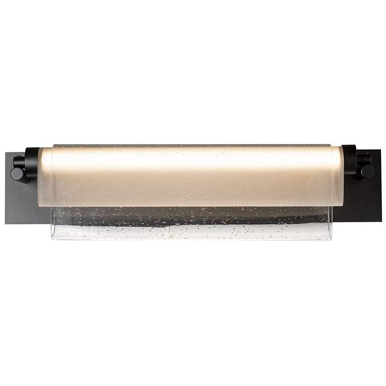 Image 1 Draped 6.5" Seeded Glass Black LED Bath Bar With Opal Diffuser