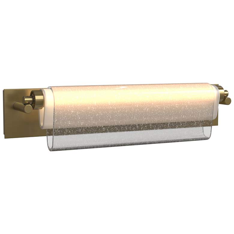 Image 1 Draped Glass 6"W Modern Brass LED Bath Bar w/ Seeded Glass Shade