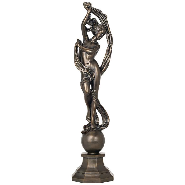 Image 1 Draped Woman Atop Sphere 37 1/2 inch High Cast Sculpture