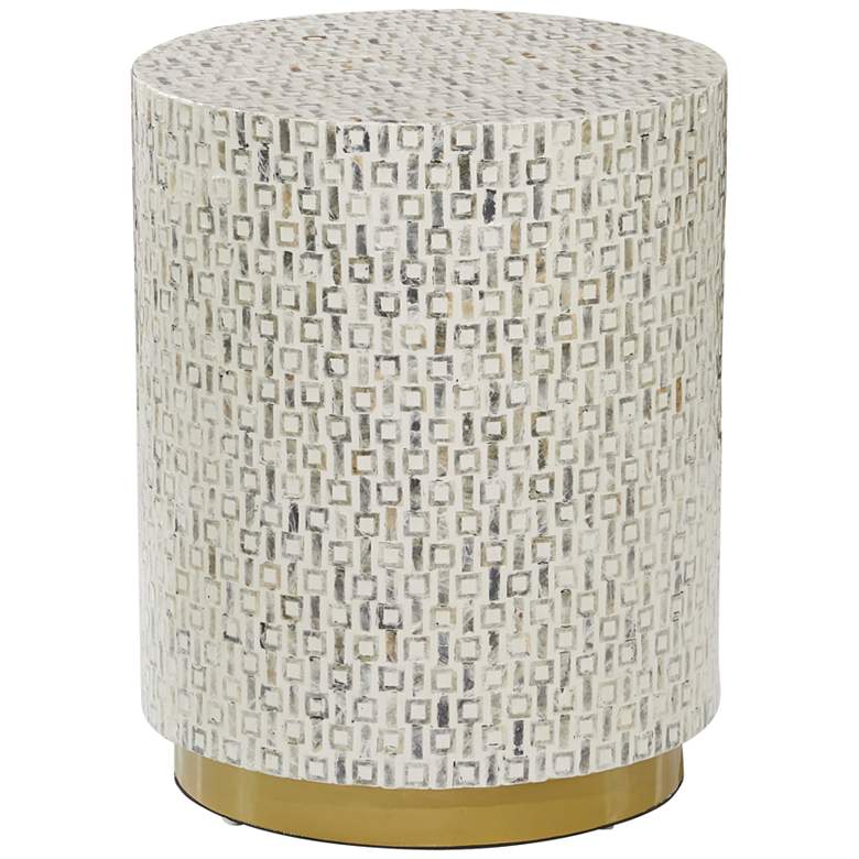 Image 2 Draper 17 3/4" Wide White Mother of Pearl Modern Mosaic Accent Table