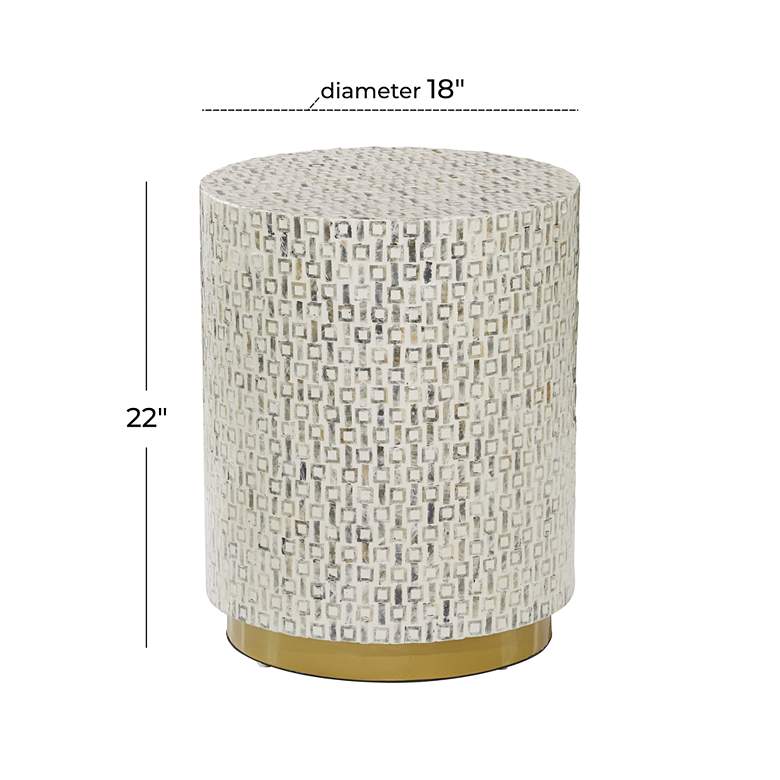 Image 7 Draper 17 3/4" Wide White Mother of Pearl Modern Mosaic Accent Table more views