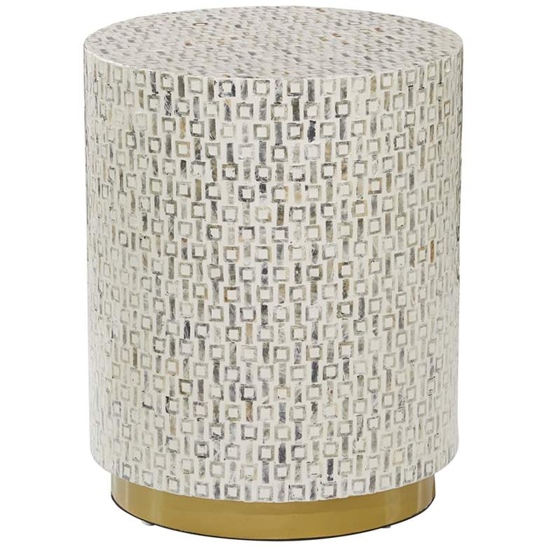 Image 2 Draper 17 3/4"W White Mother of Pearl Mosaic Accent Table
