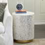 Draper 17 3/4"W White Mother of Pearl Mosaic Accent Table