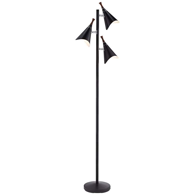 Image 3 Draper 68 inch High 3-Light Black Finish Mid-Century Modern Floor Lamp