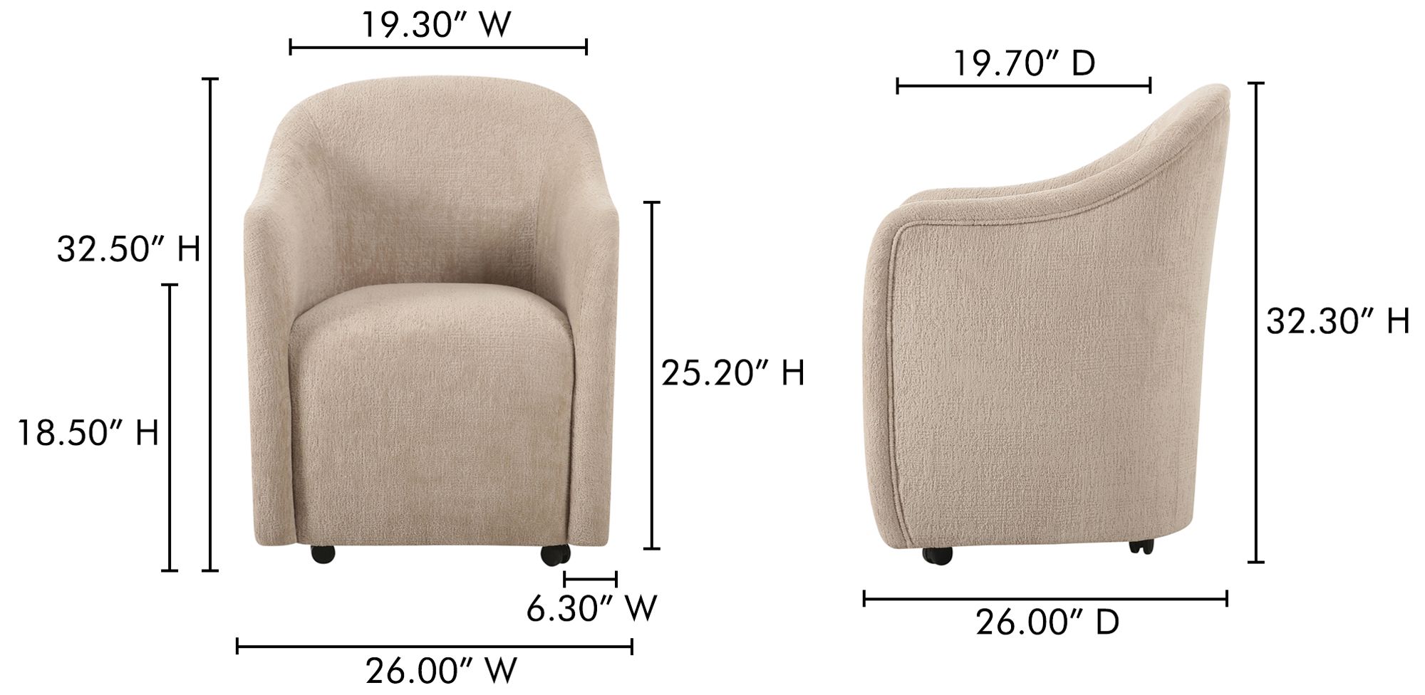 Drava Rolling Dining Chair Beige