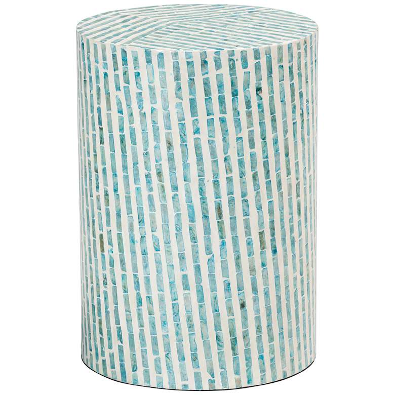 Image 2 Draven 13" Wide White and Blue Mother of Pearl End Table