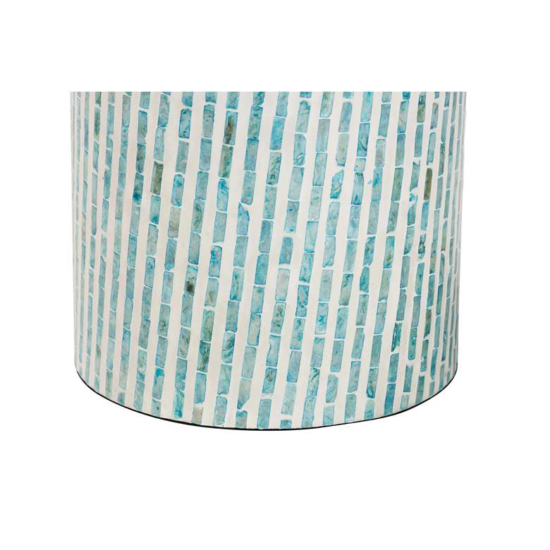 Image 3 Draven 13" Wide White and Blue Mother of Pearl End Table more views