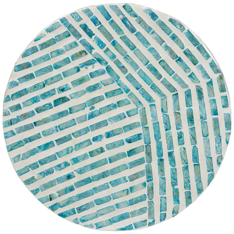 Image 4 Draven 13" Wide White and Blue Mother of Pearl End Table more views