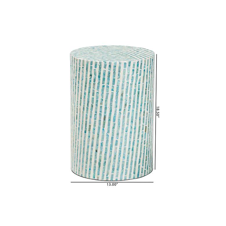Image 6 Draven 13" Wide White and Blue Mother of Pearl End Table more views