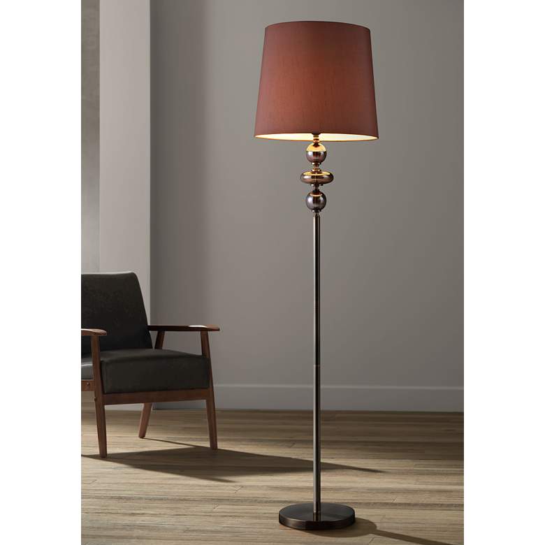 Image 1 Dravos 64 inch High Bronze and Coffee Modern Floor Lamp