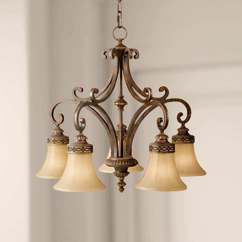 Image 1 Drawing Room 25" Wide Walnut 5-Light Chandelier