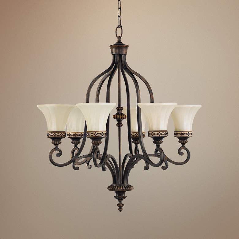 Image 1 Drawing Room 28" Wide Walnut 6-Light Chandelier