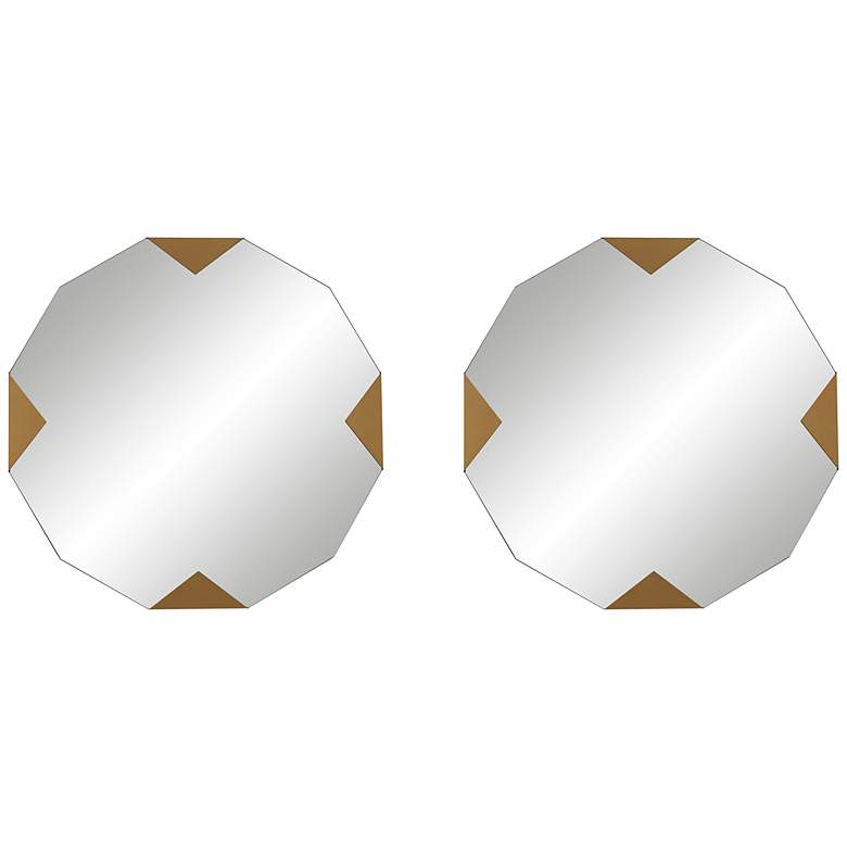 Image 1 Drayden Gold 31" x 31" Triangles Wall Mirrors Set of 2