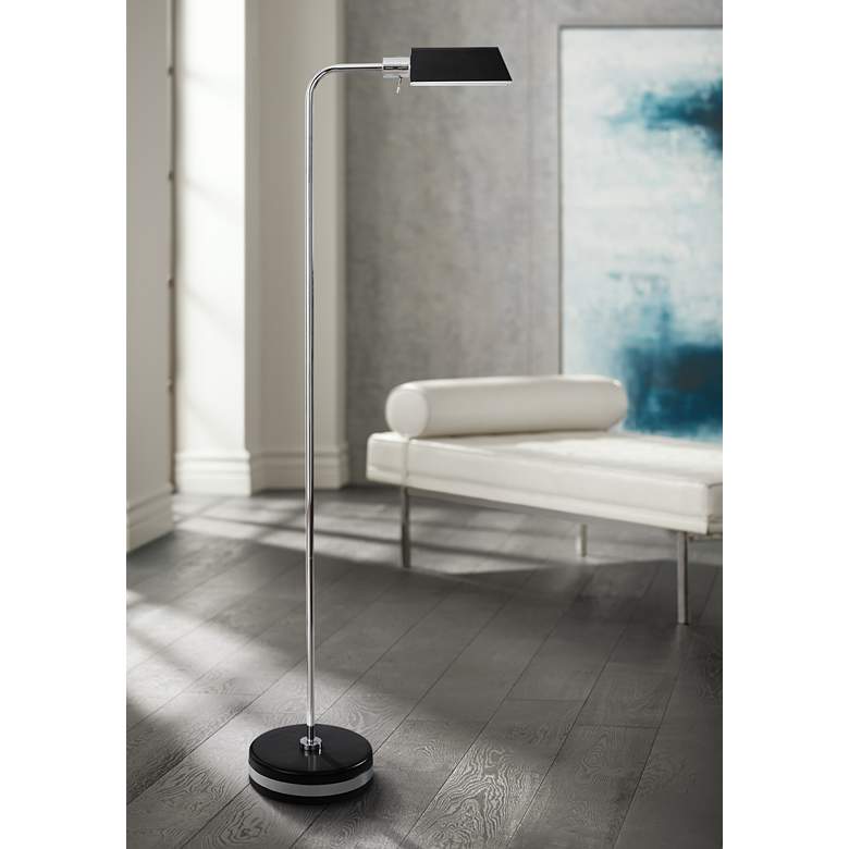 Image 1 Drayton Black and Polished Steel LED Pharmacy Floor Lamp