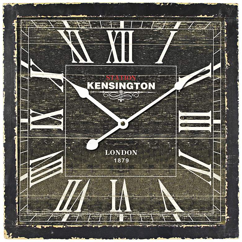 Image 1 Drayton Distressed Black 15 3/4 inch Square Wall Clock