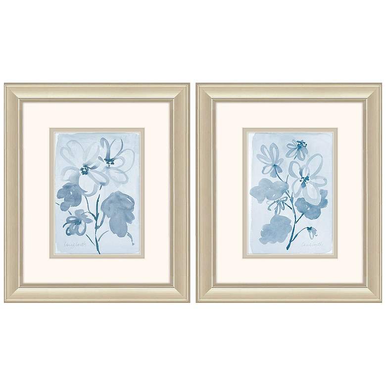 Image 1 Dream Blue Blossom 10"W x 12"H Framed Art Set of 2