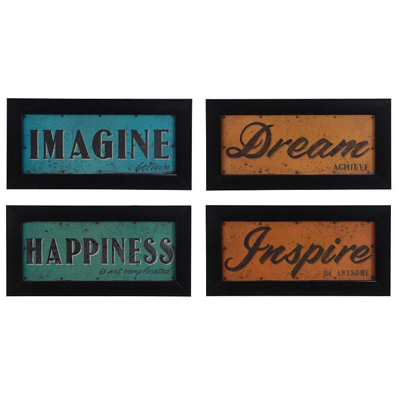 Image 1 Dream, Happiness, Imagine and Inspire 24 inch Wide Set of 4