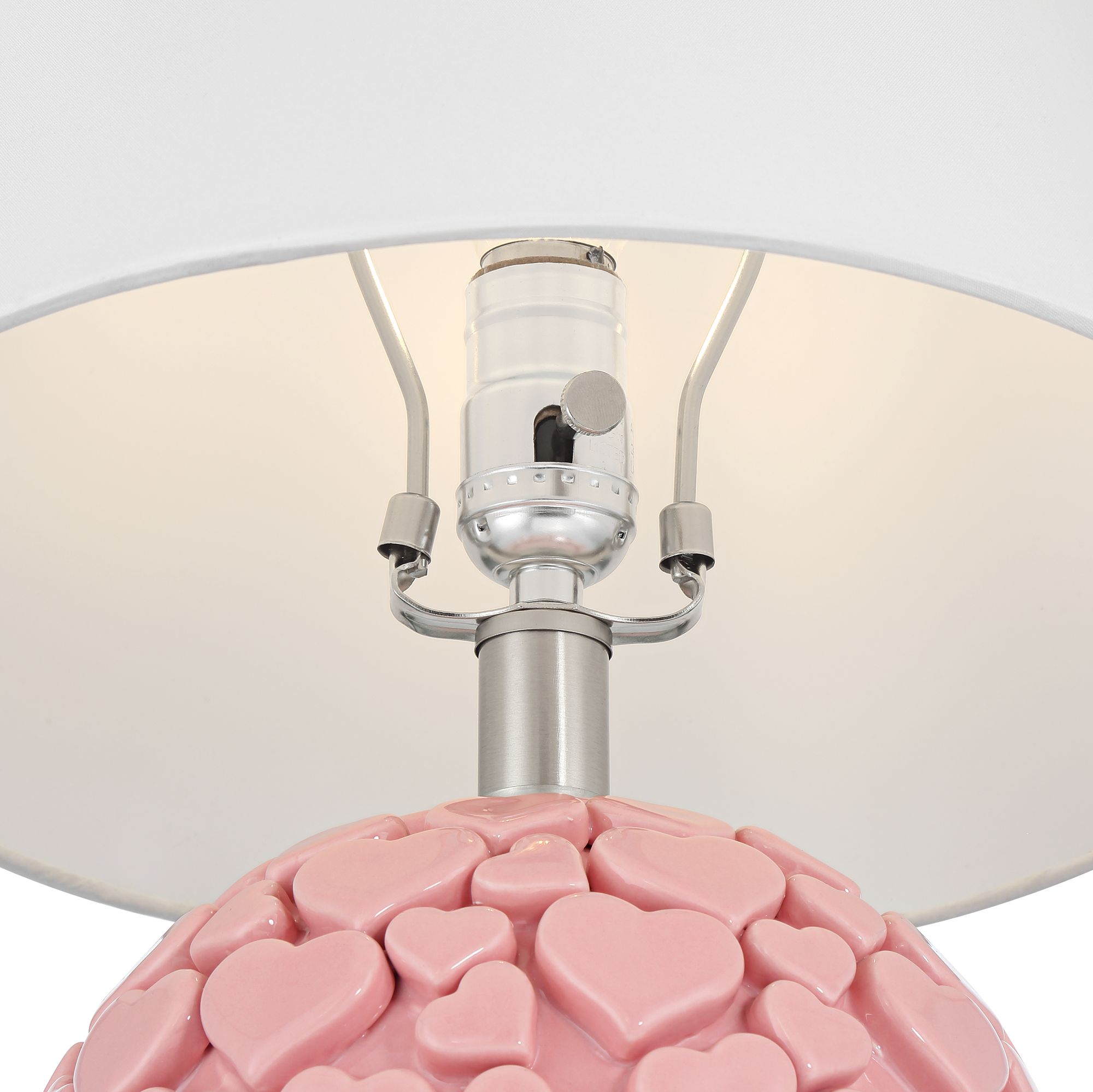 Image 5 DreamGlow Lovebug 17 1/4"H Pink Hearts Ceramic Table Lamp Set Dimmer more views