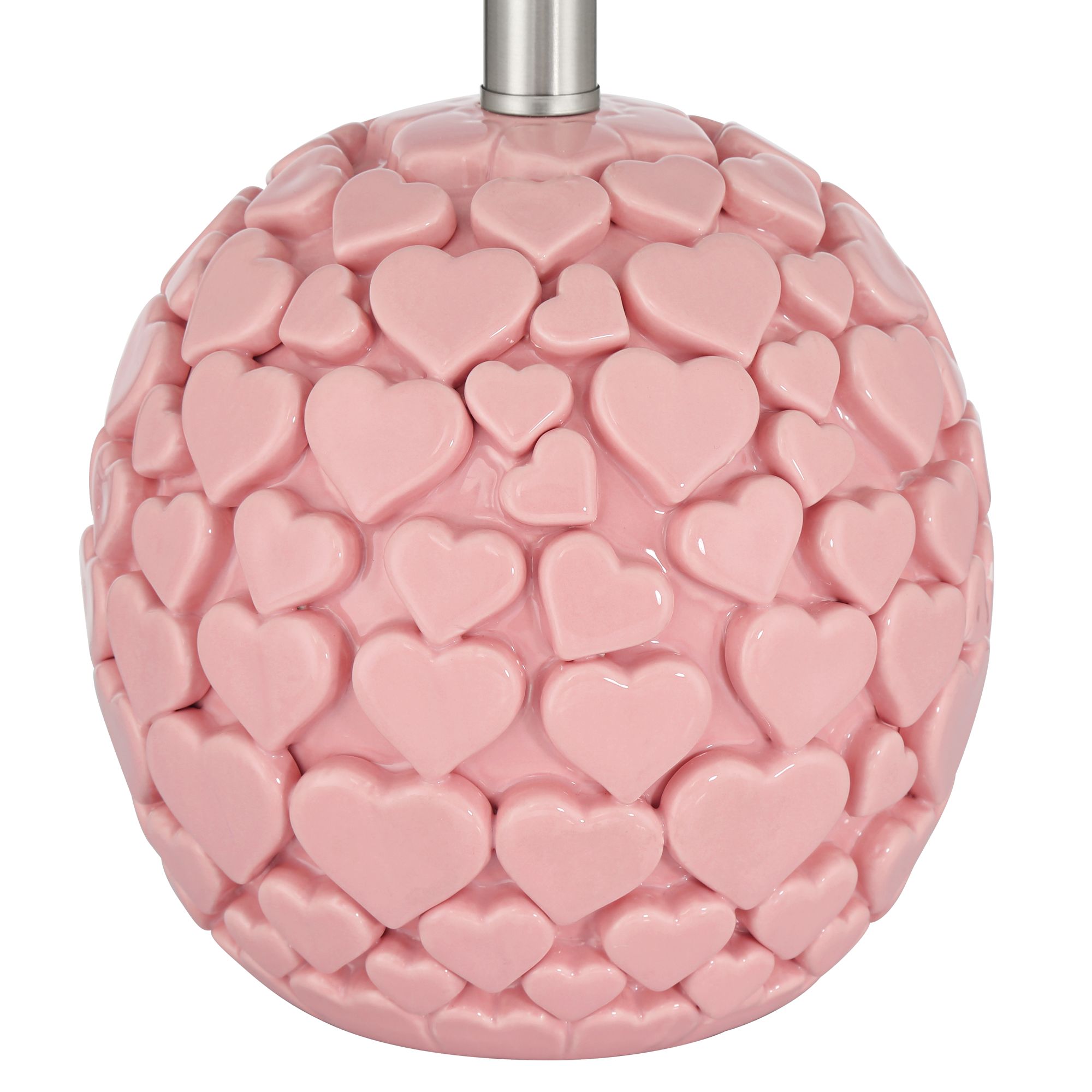 DreamGlow Lovebug 17 1/4"H Pink Hearts Ceramic Table Lamp Set Dimmer in scene