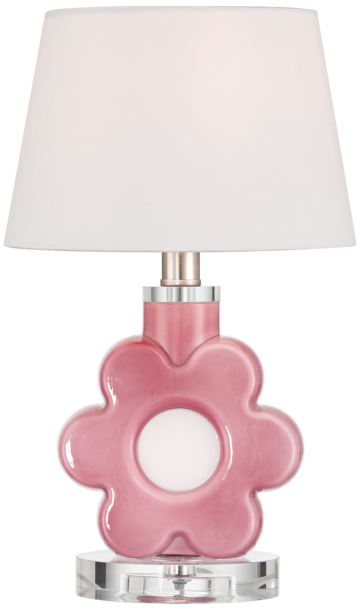 DreamGlow Peony Bloom 15" High Pink Glass Flower Accent Table Lamp