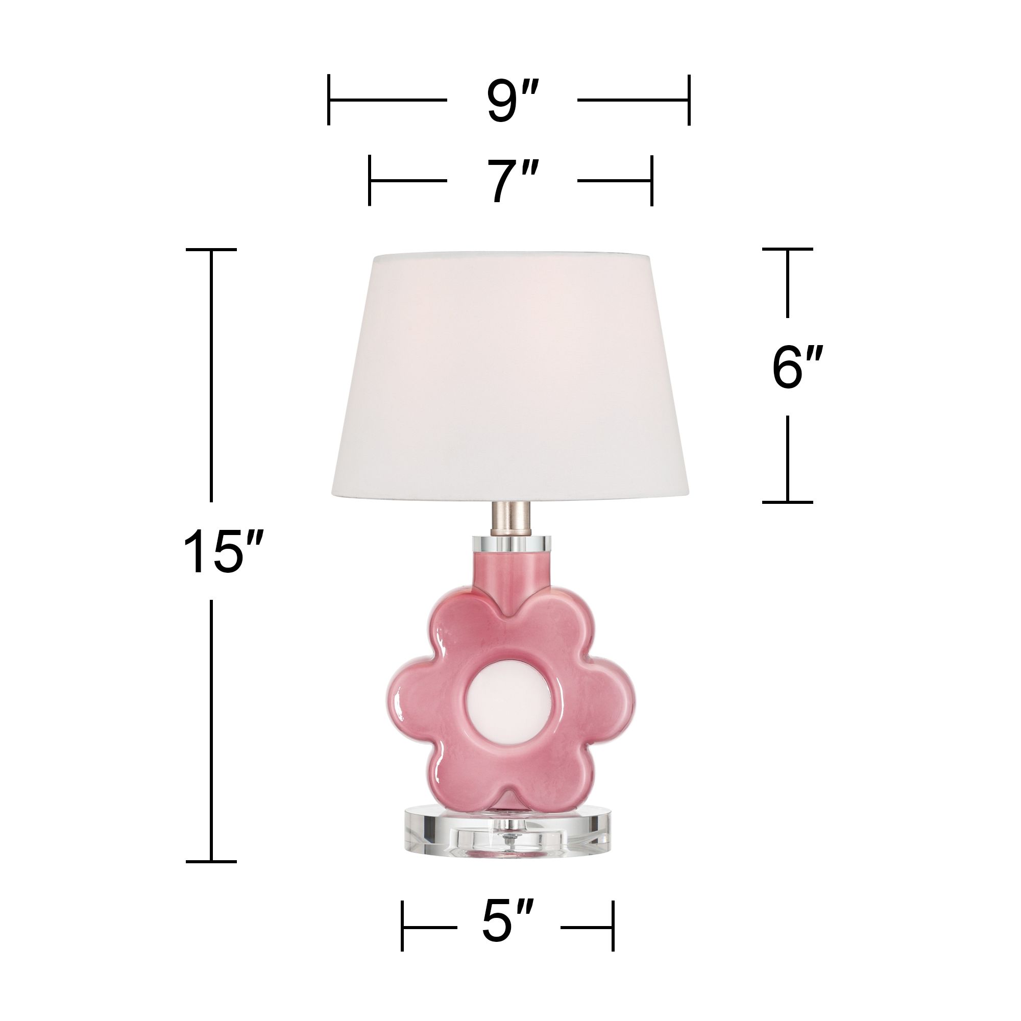 DreamGlow Peony Bloom 15" High Pink Glass Flower Accent Table Lamp
