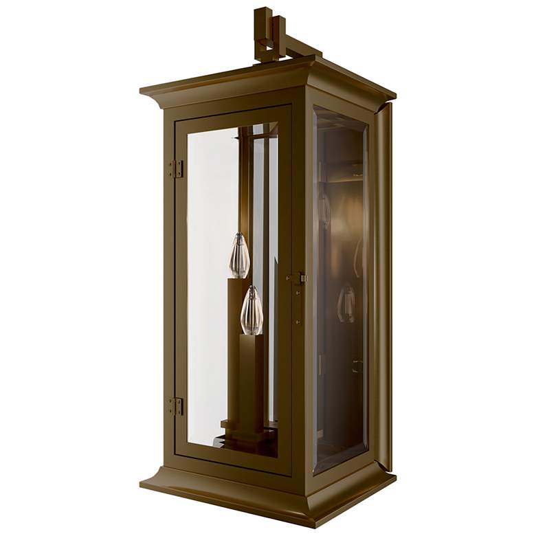 Image 1 Dresden 28"H x 11"W 4-Light Outdoor Wall Light in Burnish Brass