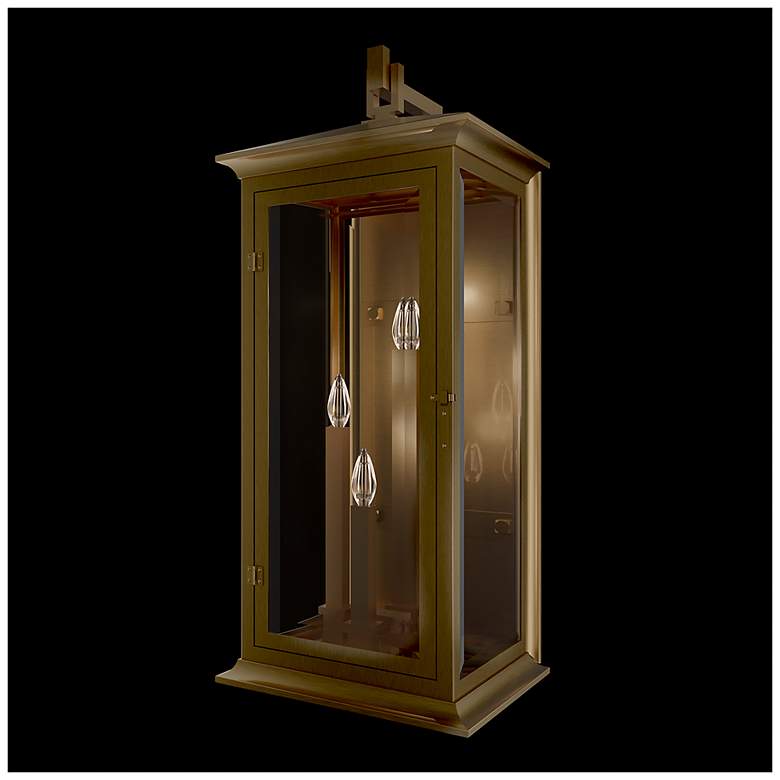 Image 2 Dresden 34"H x 13.3"W 4-Light Outdoor Wall Light in Burnish Brass more views