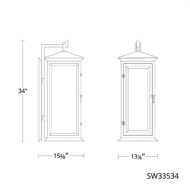 Image 3 Dresden 34"H x 13.3"W 4-Light Outdoor Wall Light in Burnish Brass more views