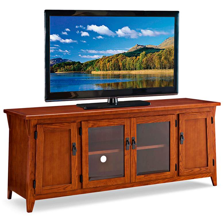 Image 5 Dresden 60" Wide Russet 4-Door Wood TV Console by Leick more views