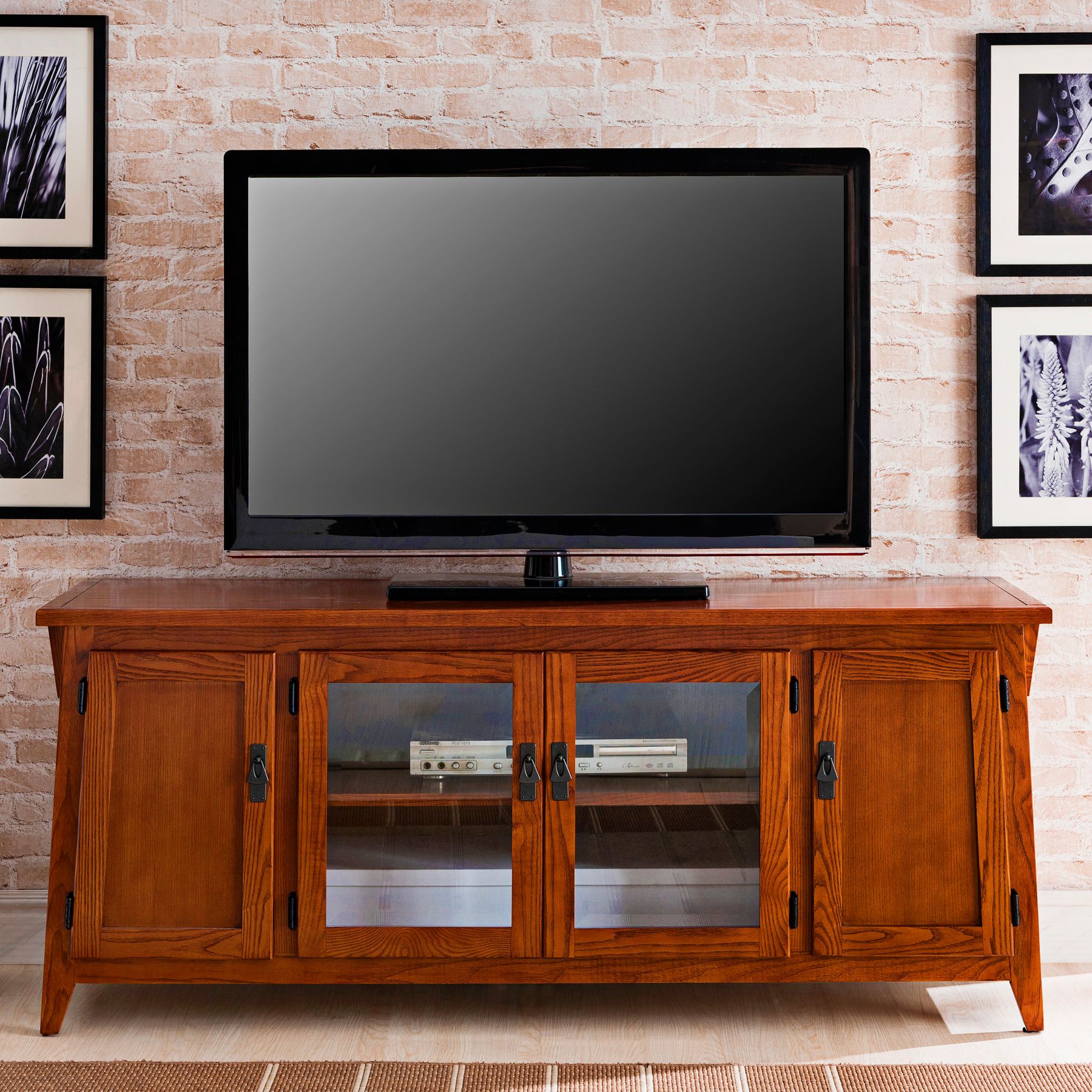 Dresden 60" Wide Russet 4-Door Wood TV Console by Leick